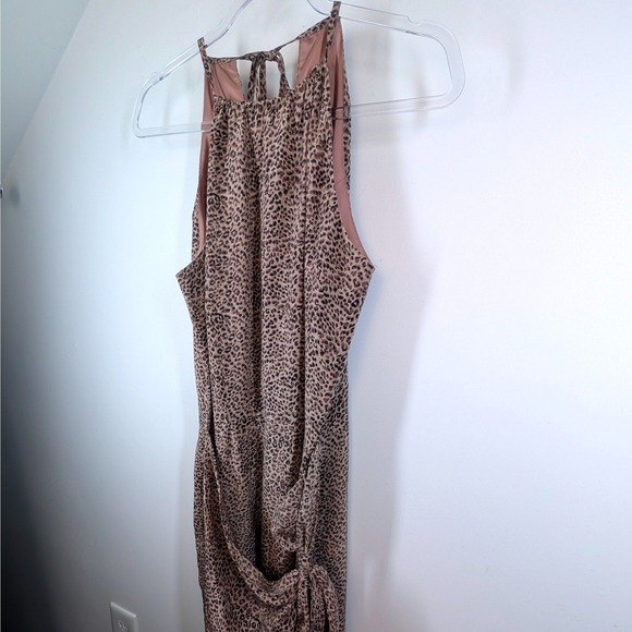 August Hale Leopard Print Halter Neck Maxi Dress Silk Tie Back Size 10 - Picture 3 of 8